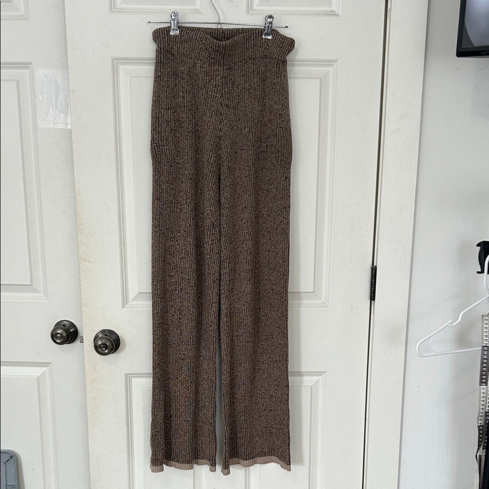 Together Brown Knit pants size medium brown tan relaxed fit lounge wear knit
